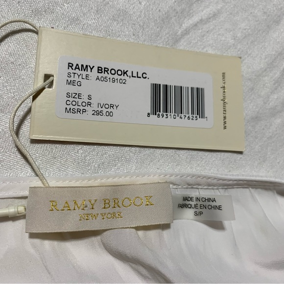 NWT Ramy Brook Women's Meg Halter Top, Small, Ivory, Adjustable, Silver Rings - Picture 2 of 9